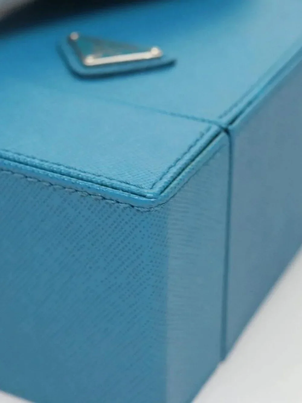 PRADA Cosmetic Pouch Leather Blue Auth 118869M